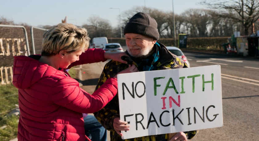 Daleen Ten Cate and a fellow protestor at the Preston New Road fracking site credit Kevin Snyman